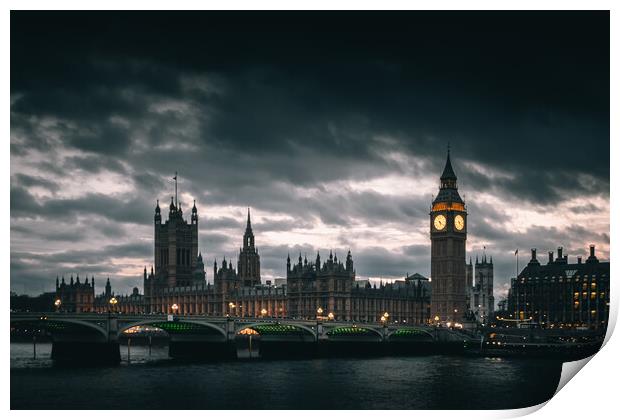 Houses of Parliament at Dusk Print by Mark Jones