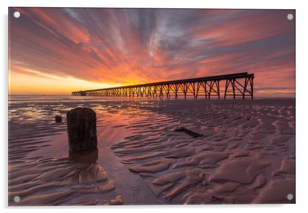 Sunrise over the pier Acrylic by Kevin Winter