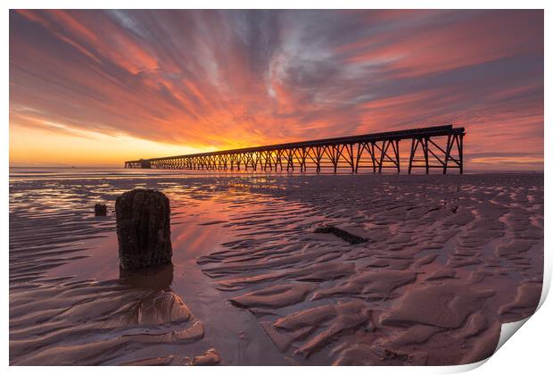 Sunrise over the pier Print by Kevin Winter