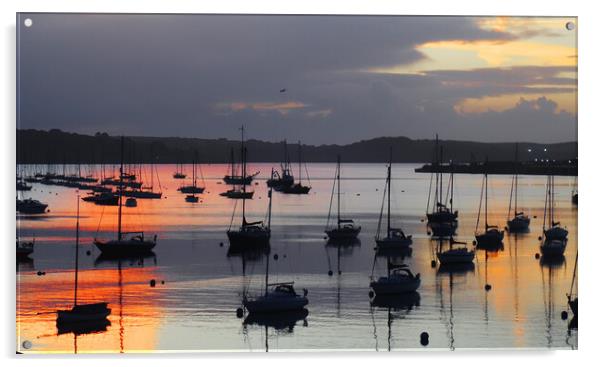 Sunrise in falmouth bay cornwall Acrylic by Kevin Britland