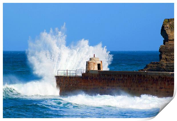 Stormy sea in cornwall Print by Kevin Britland