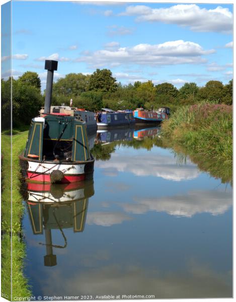 Enchanting Oxfordshire Canal Moorings Canvas Print by Stephen Hamer