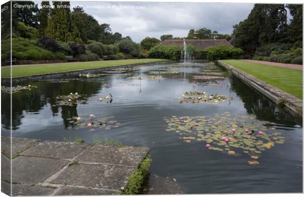 pond view from Wisley Gardens old building Canvas Print by Kevin White