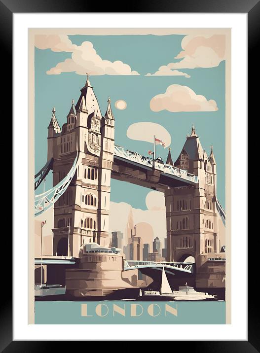London Vintage Travel Poster  Framed Mounted Print by Picture Wizard