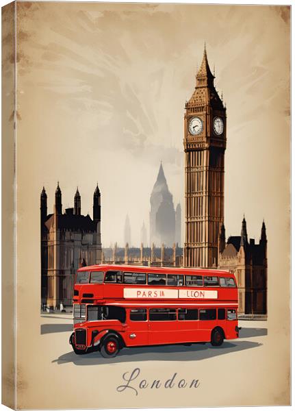 London Vintage Travel Poster  Canvas Print by Picture Wizard