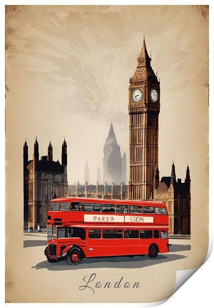 London Vintage Travel Poster  Print by Picture Wizard