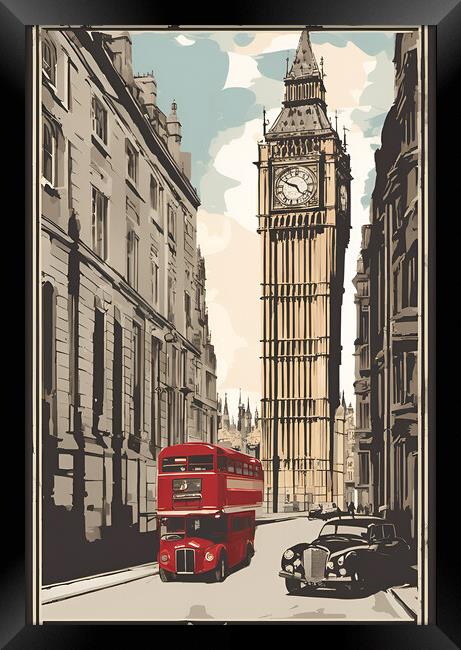 London Vintage Travel Poster  Framed Print by Picture Wizard