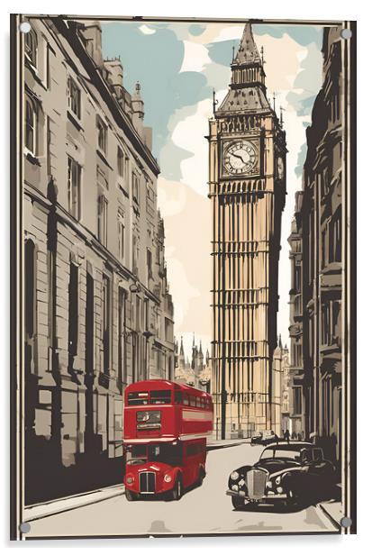 London Vintage Travel Poster  Acrylic by Picture Wizard