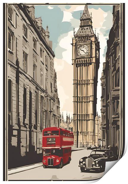 London Vintage Travel Poster  Print by Picture Wizard