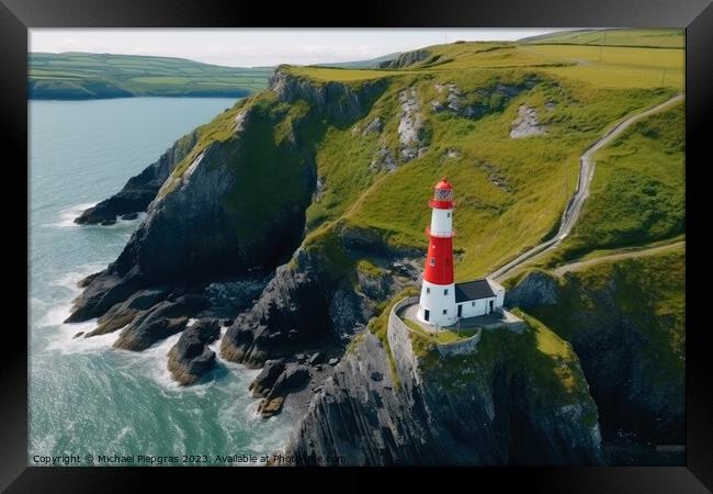 A beautiful shot of a lighthouse on a coastline. Framed Print by Michael Piepgras