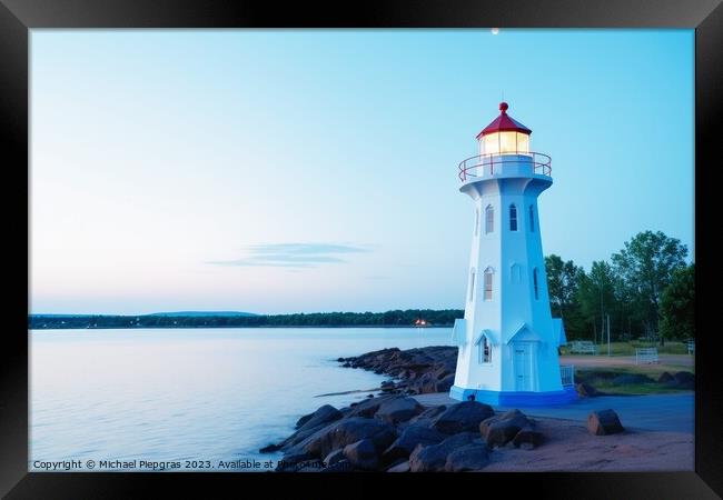 A beautiful shot of a lighthouse on a coastline. Framed Print by Michael Piepgras