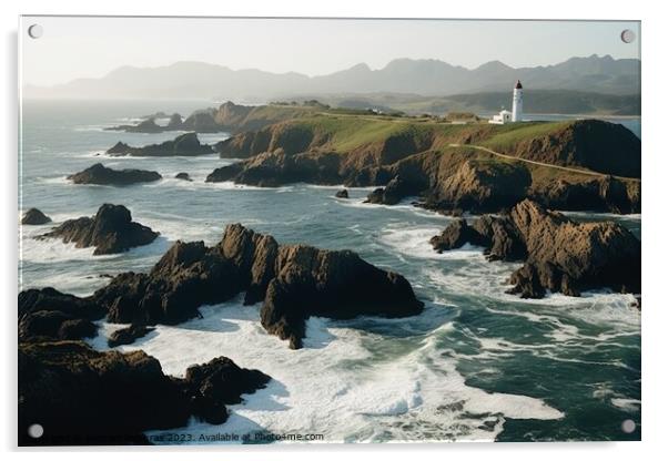 A beautiful shot of a lighthouse on a coastline. Acrylic by Michael Piepgras