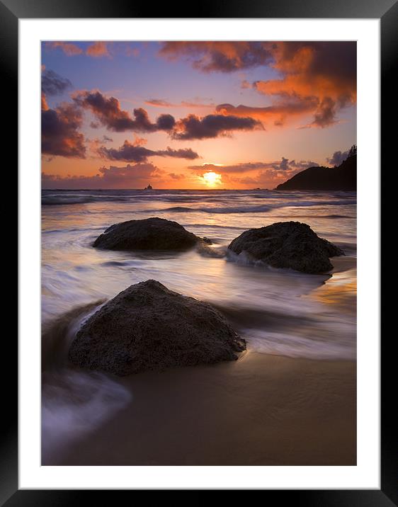Three against the Tide Framed Mounted Print by Mike Dawson