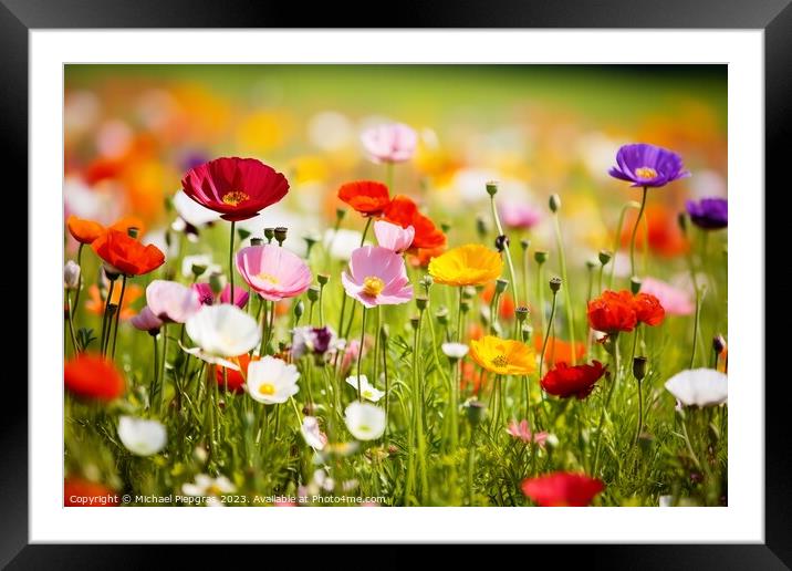 A meadow with lots of colorful flowers on it. Framed Mounted Print by Michael Piepgras