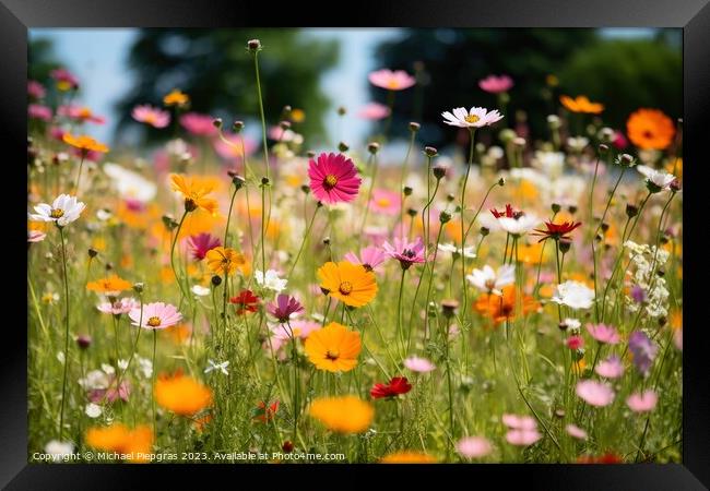 A meadow with lots of colorful flowers on it. Framed Print by Michael Piepgras