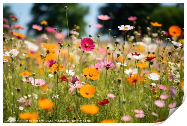 A meadow with lots of colorful flowers on it. Print by Michael Piepgras