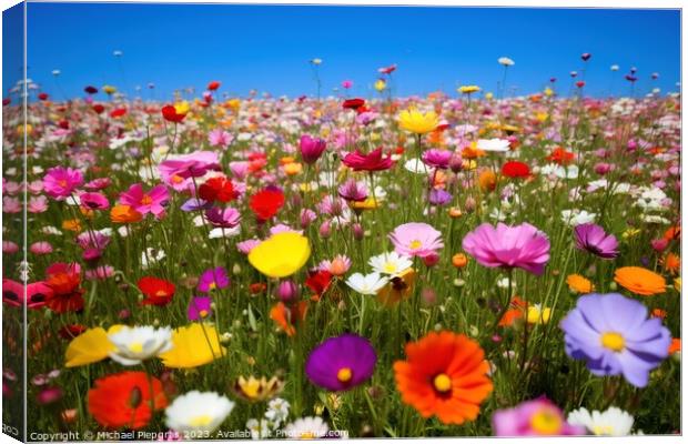 A meadow with lots of colorful flowers on it. Canvas Print by Michael Piepgras