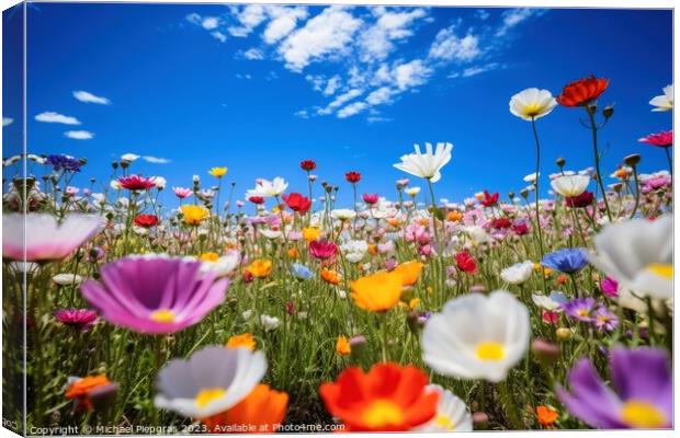 A meadow with lots of colorful flowers on it. Canvas Print by Michael Piepgras