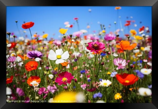 A meadow with lots of colorful flowers on it. Framed Print by Michael Piepgras