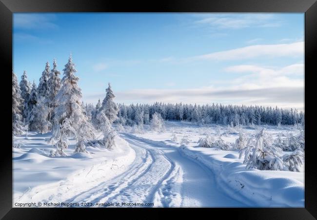 A nordic landscape in winter. Framed Print by Michael Piepgras