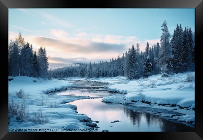 A nordic landscape in winter. Framed Print by Michael Piepgras