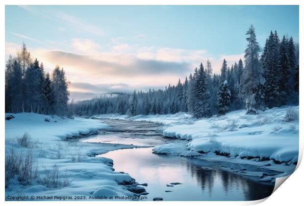 A nordic landscape in winter. Print by Michael Piepgras