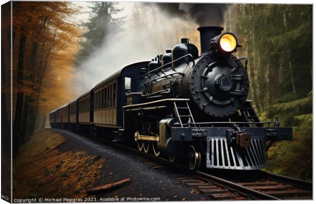 An old steam locomotive with lots of steam and smoke. Canvas Print by Michael Piepgras