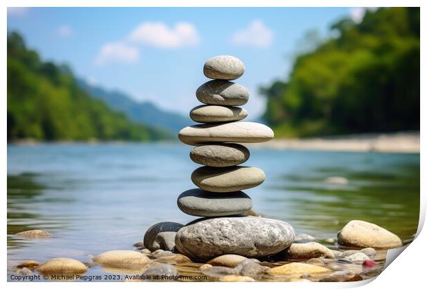 Balance of nature represented with stones and water. Print by Michael Piepgras