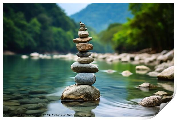 Balance of nature represented with stones and water. Print by Michael Piepgras