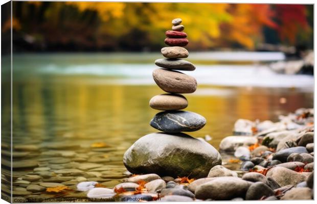 Balance of nature represented with stones and water. Canvas Print by Michael Piepgras