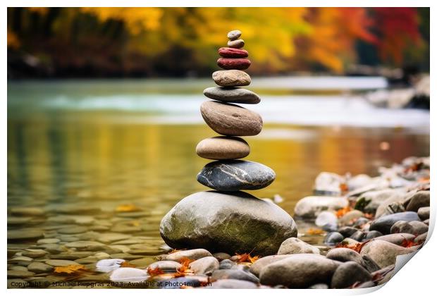 Balance of nature represented with stones and water. Print by Michael Piepgras