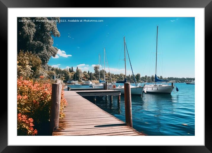 Beautiful view at a jetty of a small port with sailing boats. Framed Mounted Print by Michael Piepgras