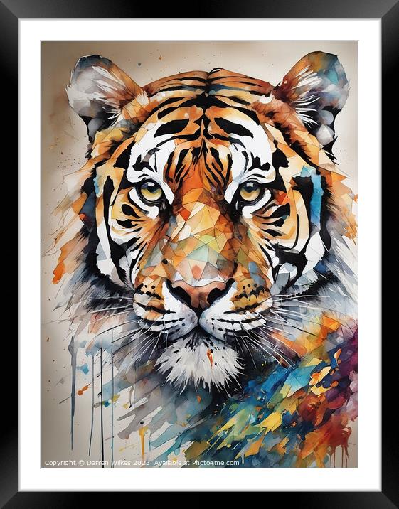 Abstract tiger watercolour  Framed Mounted Print by Darren Wilkes