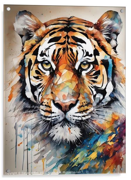 Abstract tiger watercolour  Acrylic by Darren Wilkes