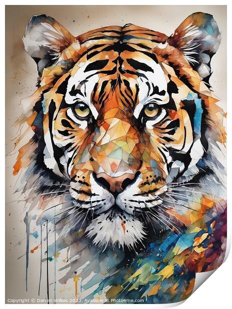 Abstract tiger watercolour  Print by Darren Wilkes