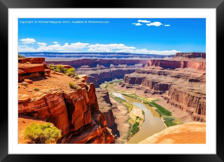 Stunning view into a landscape looking like the Grand Canyon. Framed Mounted Print by Michael Piepgras