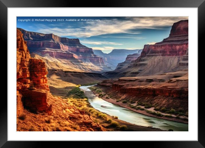 Stunning view into a landscape looking like the Grand Canyon. Framed Mounted Print by Michael Piepgras