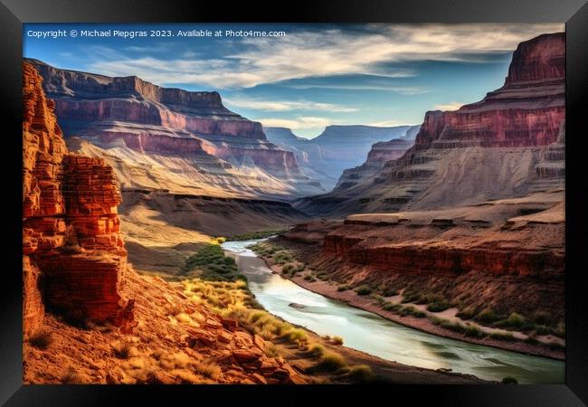 Stunning view into a landscape looking like the Grand Canyon. Framed Print by Michael Piepgras