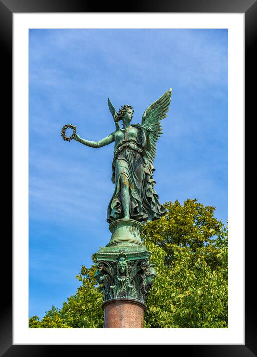 Angel Statue With Laurel Wreath Framed Mounted Print by Artur Bogacki