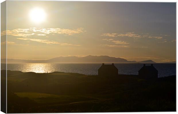 Prestwick and Arran as sunset approaches Canvas Print by Allan Durward Photography