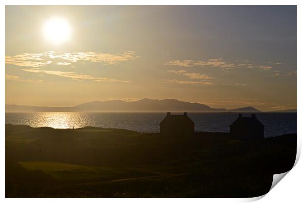 Prestwick and Arran as sunset approaches Print by Allan Durward Photography