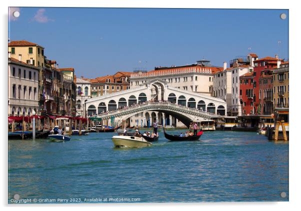 Timeless Serenity, Venice's Rialto Bridge Acrylic by Graham Parry