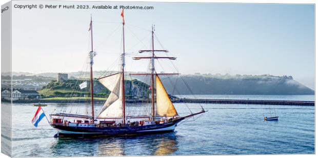Tall Ship Oosterschelde Leaving Plymouth Canvas Print by Peter F Hunt