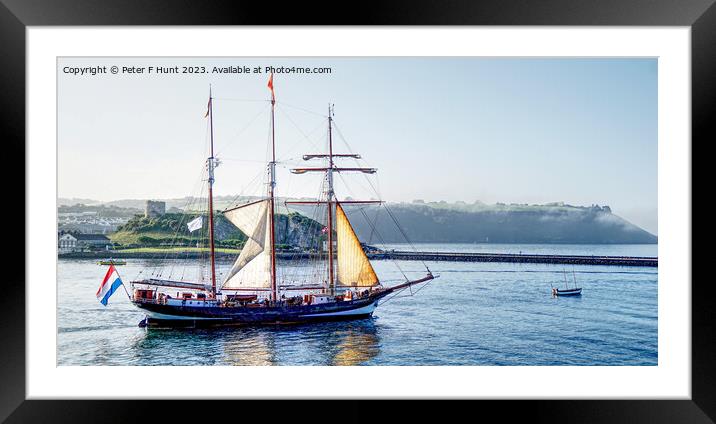 Tall Ship Oosterschelde Leaving Plymouth Framed Mounted Print by Peter F Hunt