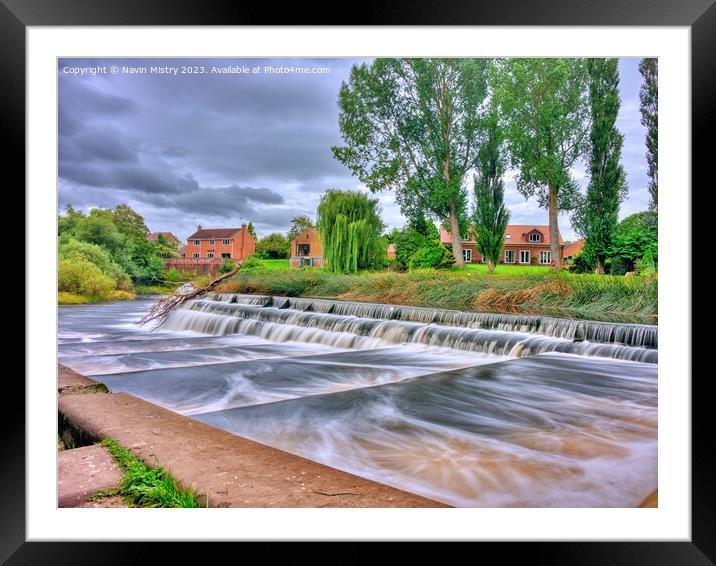 Weir and Salmon Ladder, Boroughbridge  Framed Mounted Print by Navin Mistry