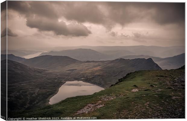 Red Tarn and Striding Edge from Helvellyn Canvas Print by Heather Sheldrick