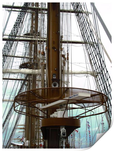 Masts and rigging Print by Stephanie Moore