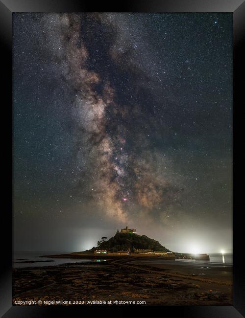 St Michael's Mount Milky Way Framed Print by Nigel Wilkins