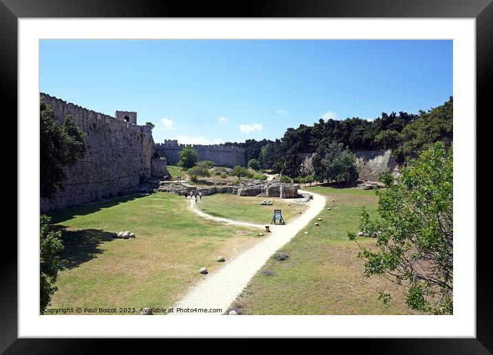 The moat, Rhodes Old Town 1 Framed Mounted Print by Paul Boizot