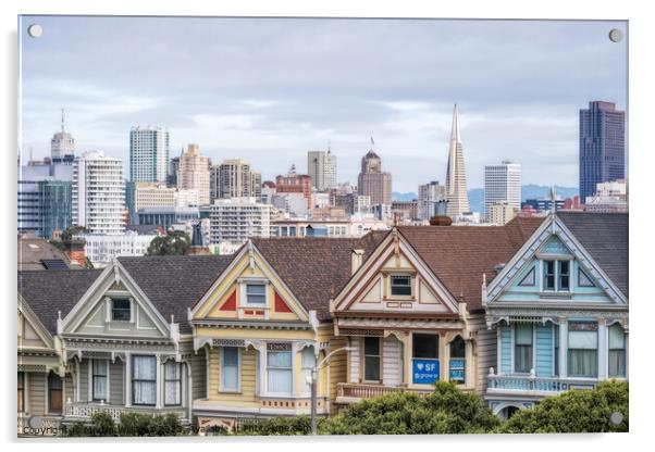Painted Ladies row of victorian houses Alamo Square, San Francis Acrylic by Martin Williams